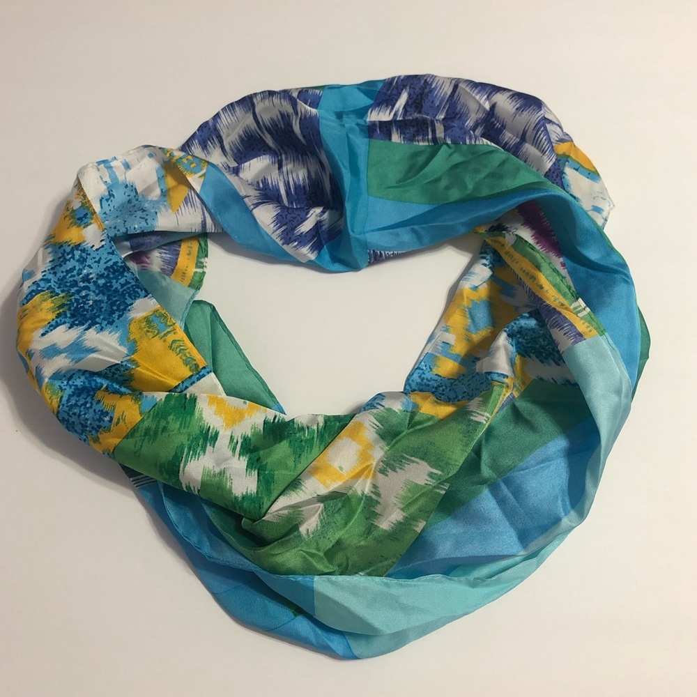 Adrienne Landau 100% Silk Colorful Straight Scarf